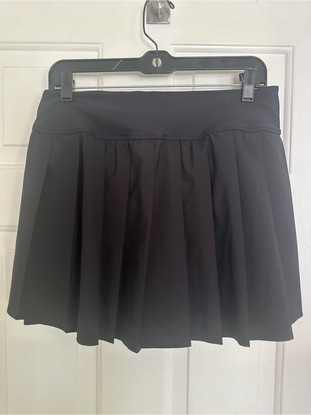 Old Navy Black Pleated Mini Skirt with Wide Waistband with shorts underneath